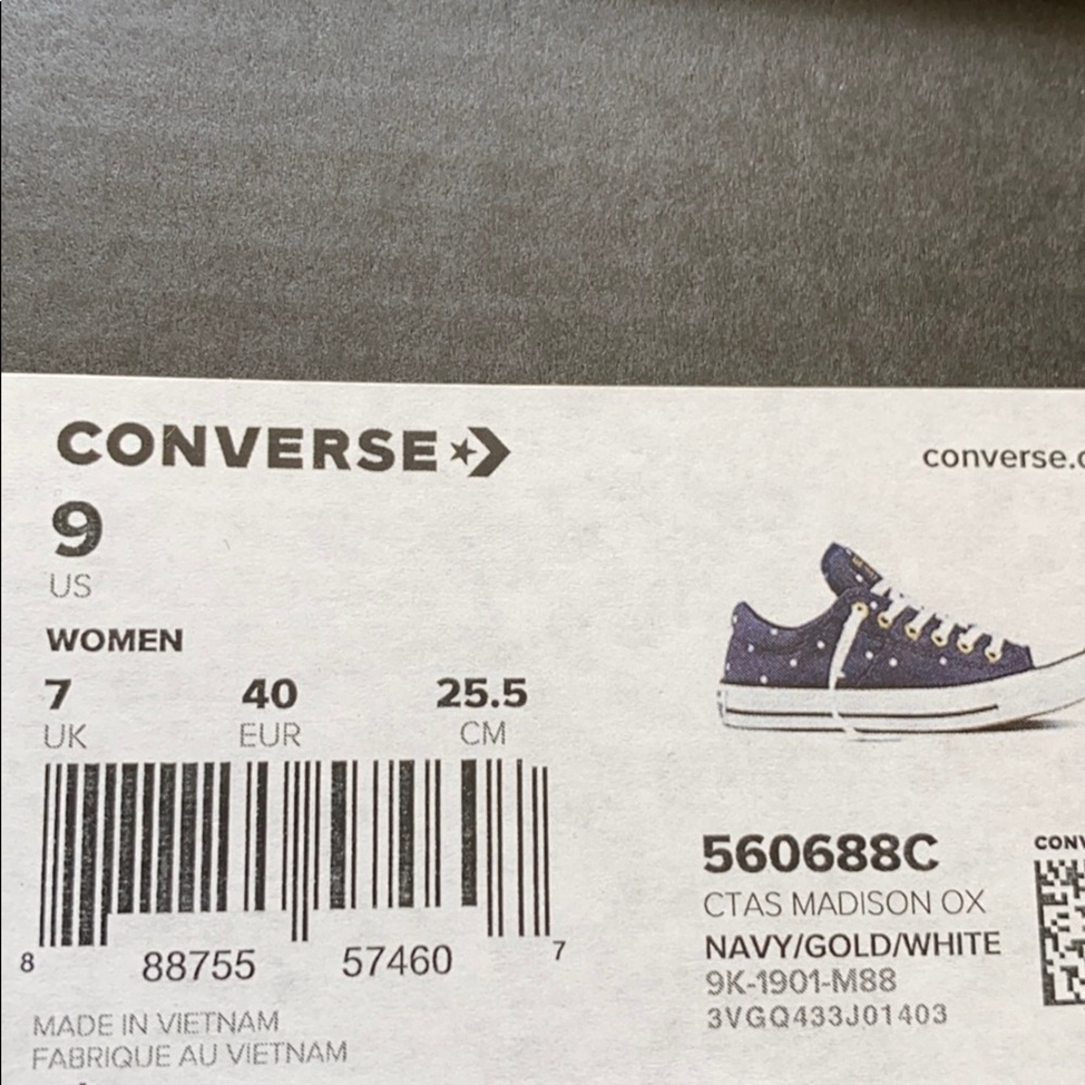 NWT Converse Ctas Madison OX Navy Gold AUTHENTIC - Picture 9 of 9